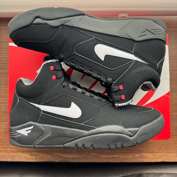 NEW Nike Air Flight Lite Mid- Black White Varsity Red - Picture 12 of 15